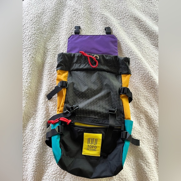 Like New! Topo Designs Mini Rover Backpack Ripstop/Black/Purple Retro Unisex - Picture 7 of 15